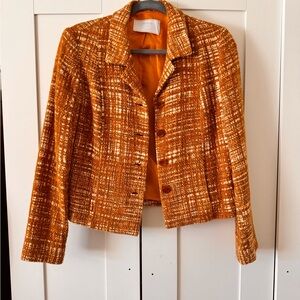 Prada Orange Blazer Tailored Tweed Jacket